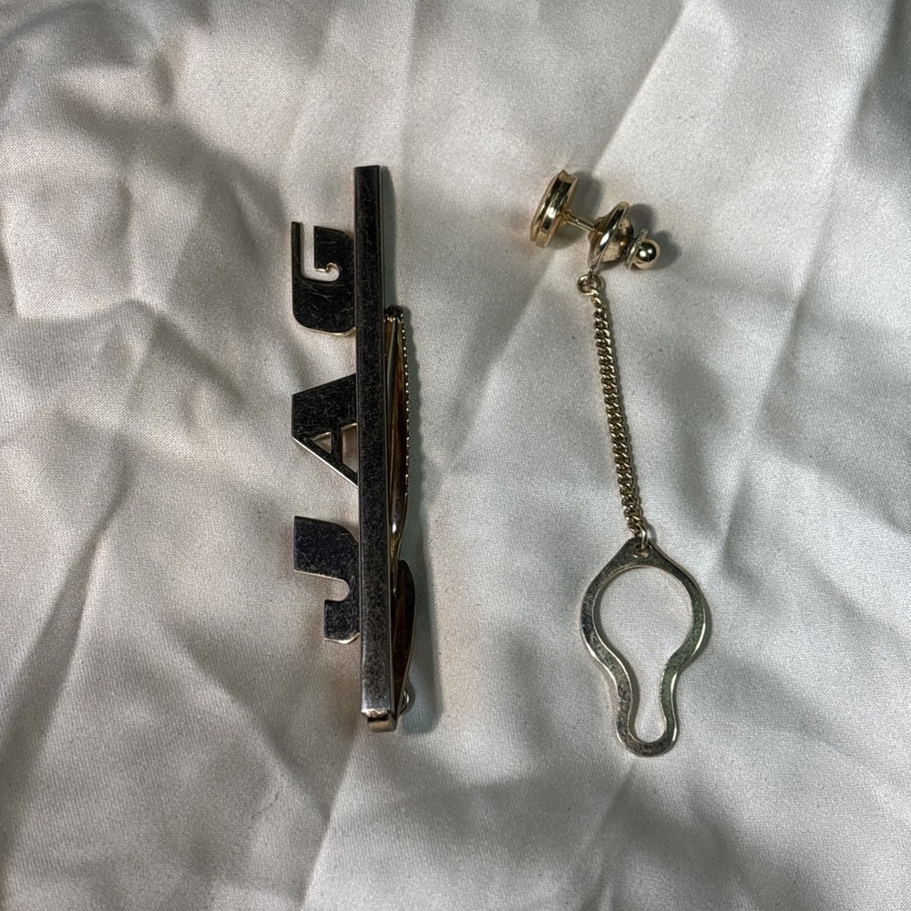 Vintage Hickok USA Tie Clip w/‎ Tie Tack PARTS Repair 2-Piece Lot